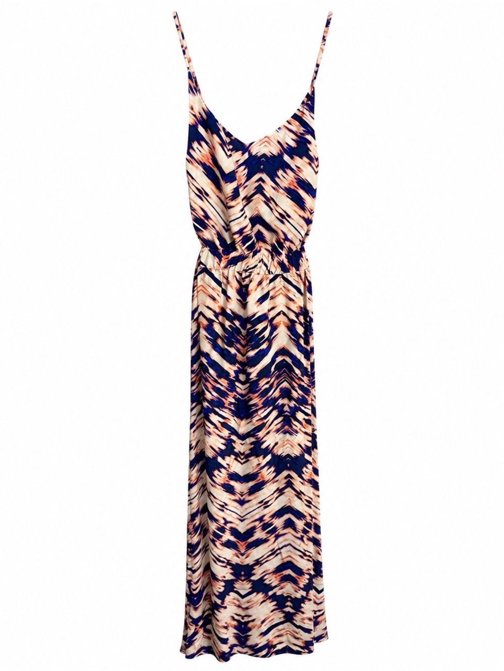 Parker 100% Silk Maxi Dress Medium Boho Tribal Chevron Sleeveless Resort